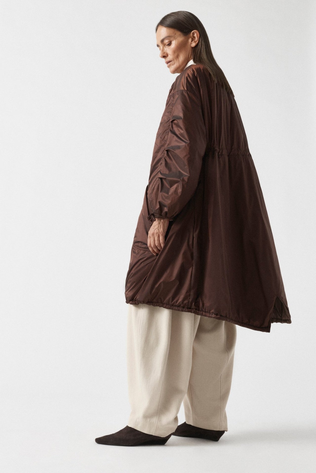 Parachute Quilted Parka - Soft Peach & Dark Umber / Dark Sienna