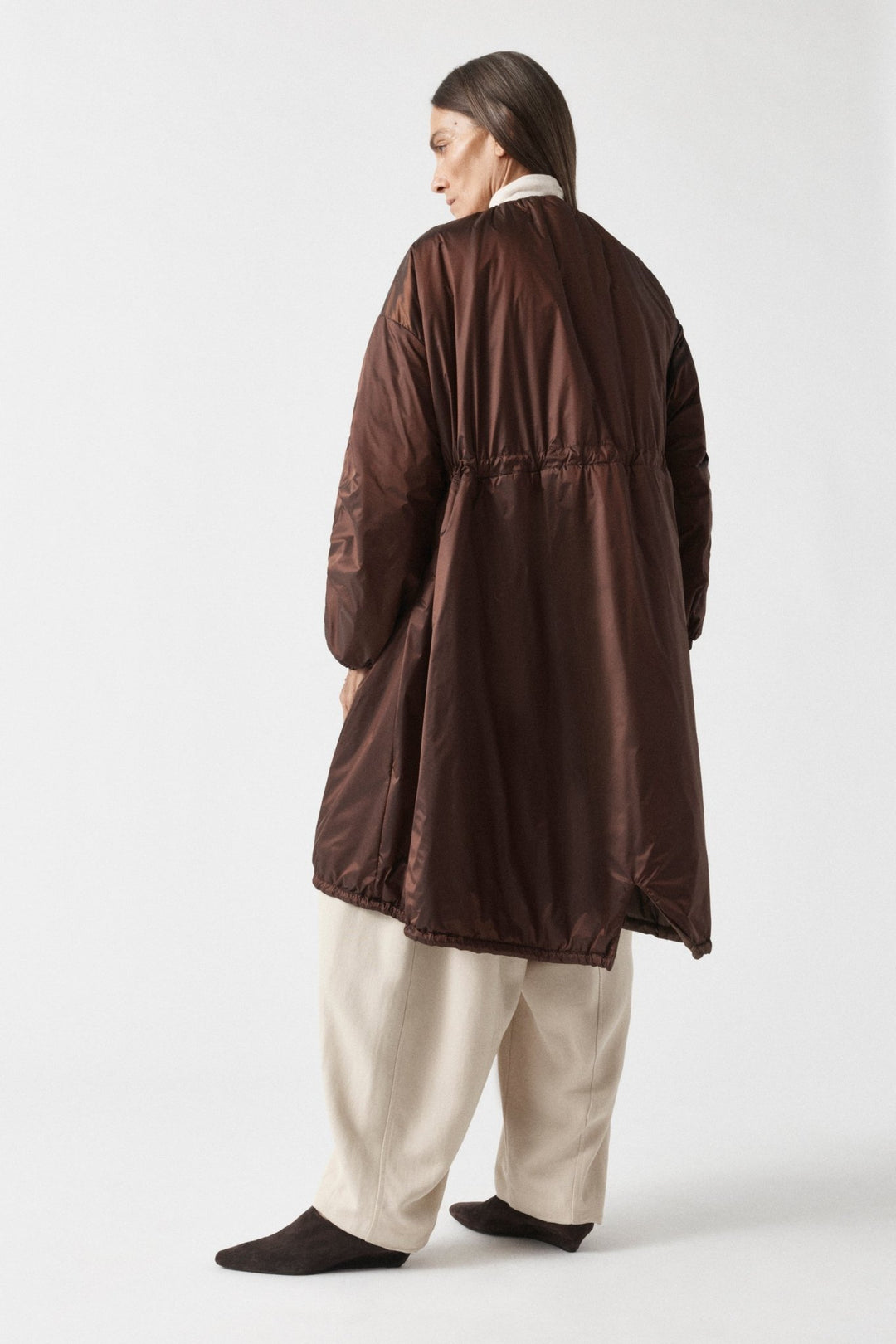 Parachute Quilted Parka - Soft Peach & Dark Umber / Dark Sienna