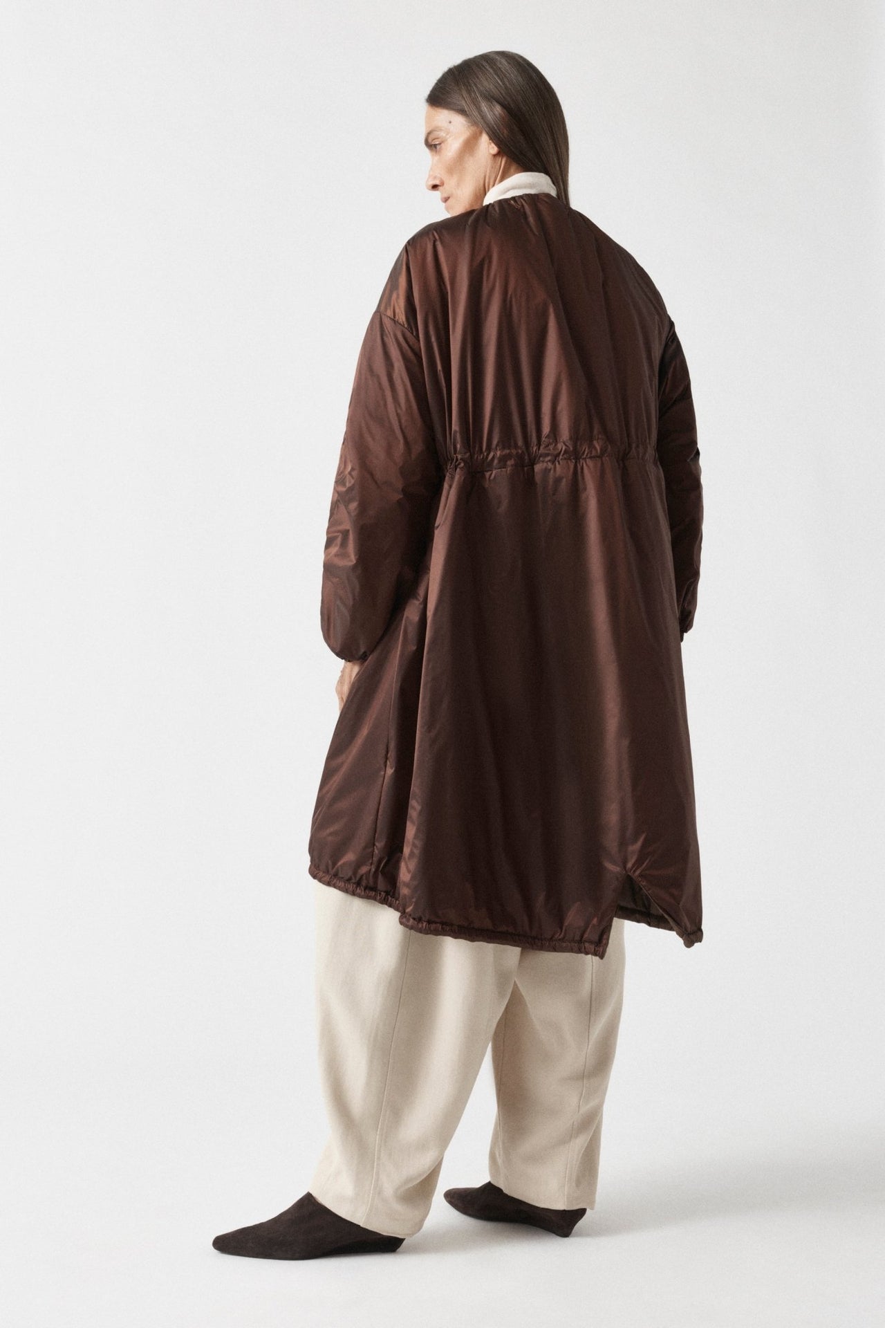 Parachute Quilted Parka - Soft Peach & Dark Umber / Dark Sienna