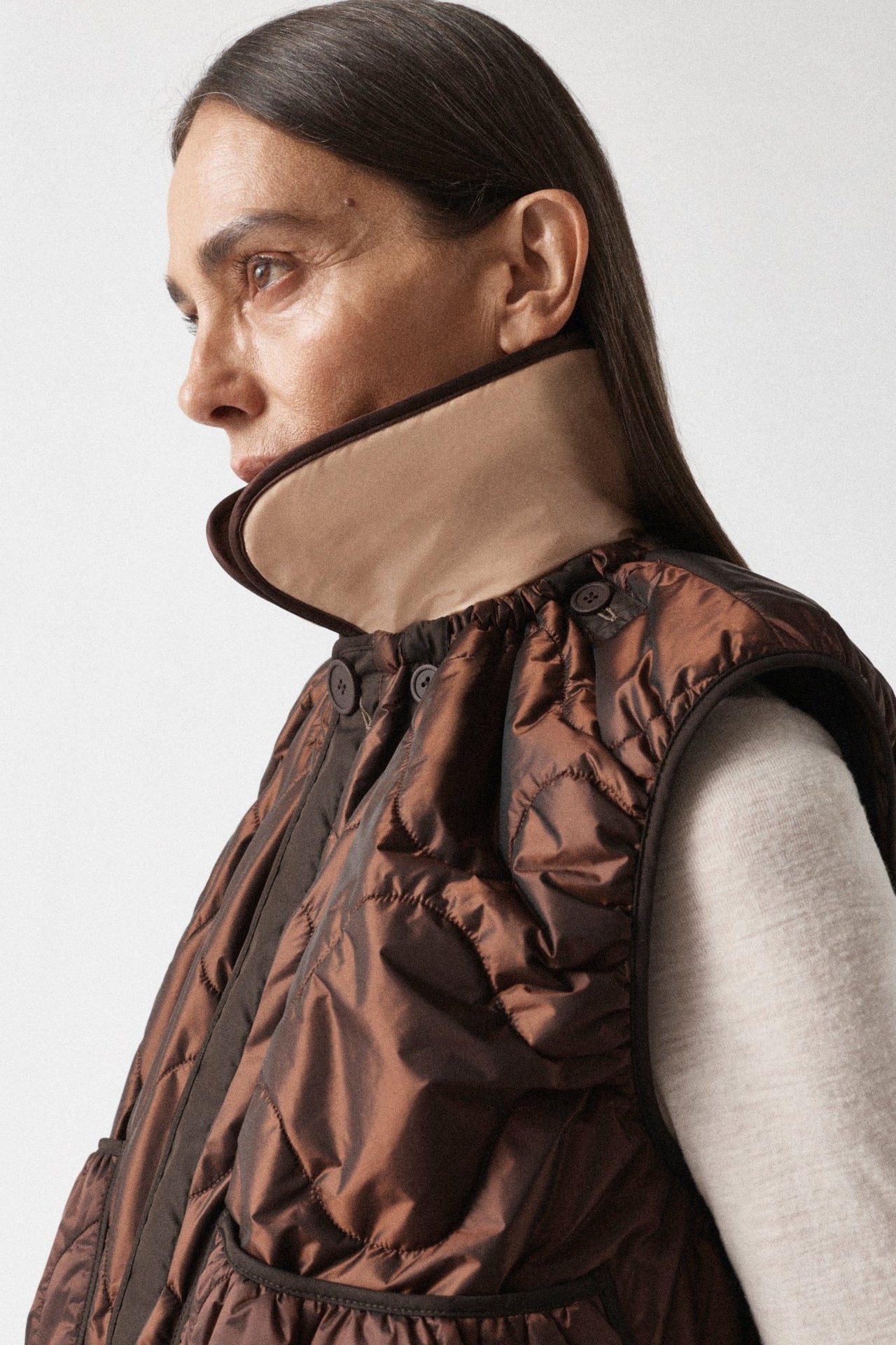 Quilted Collar - Dark Sienna / Soft Peach
