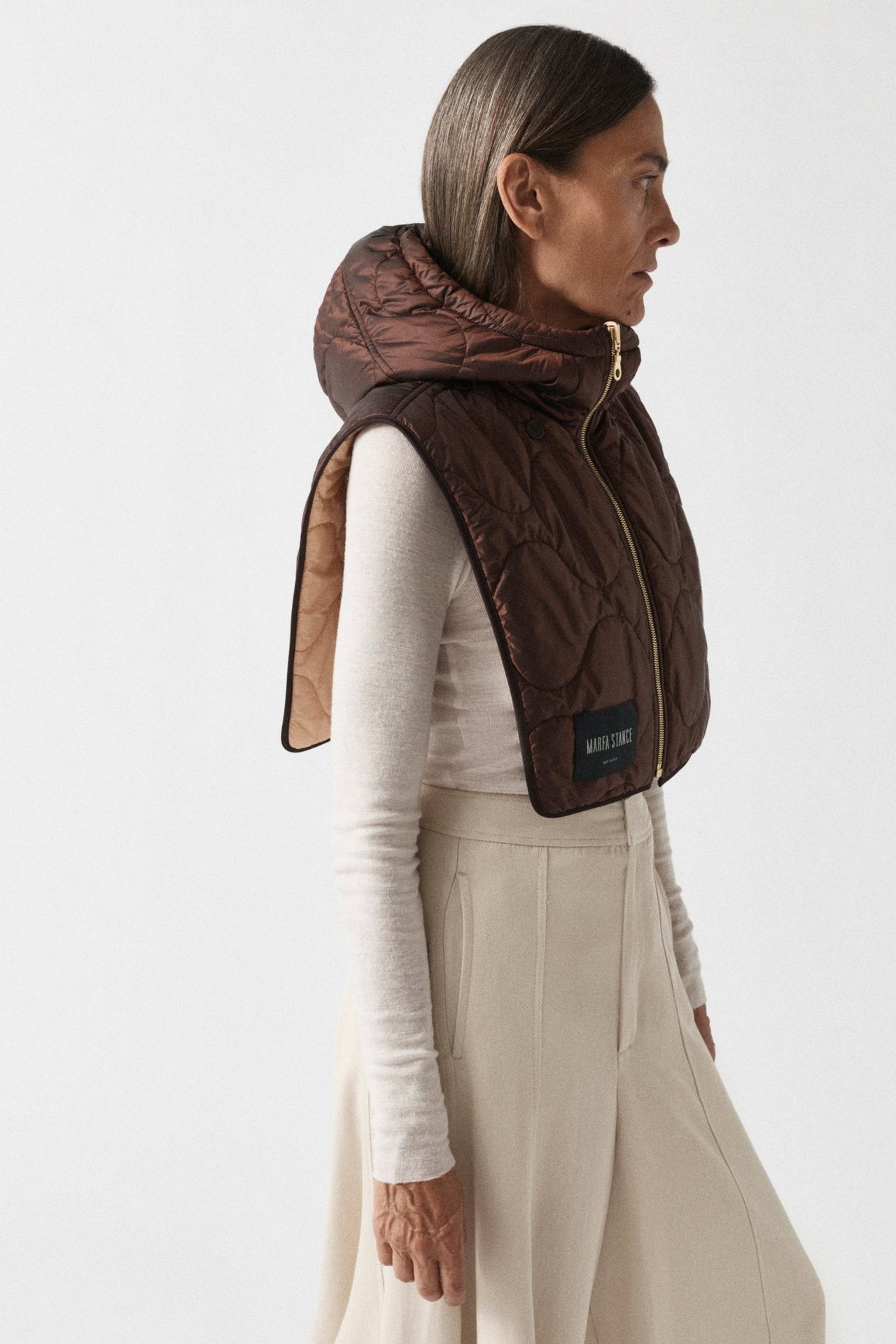 Quilted Zip Hood - Dark Umber / Dark Sienna