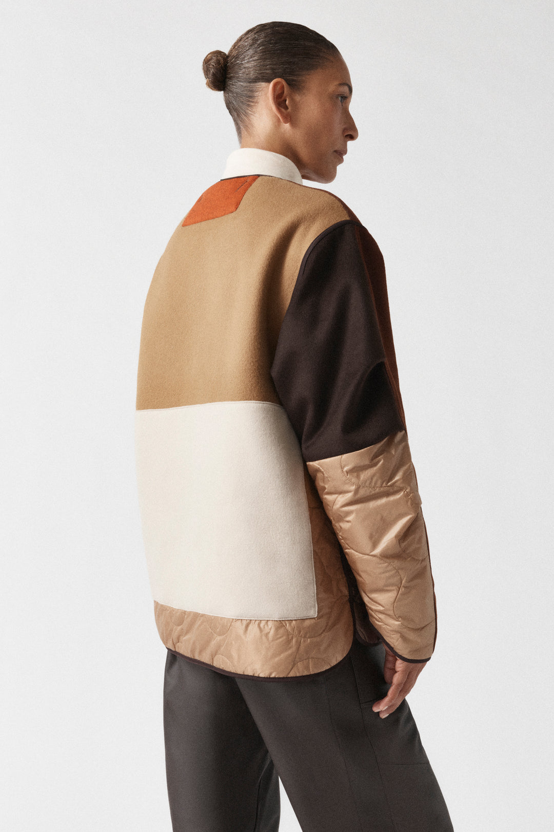 Signature Patchwork Wool Cropped Quilt - Dark Sienna / Mocha Brown