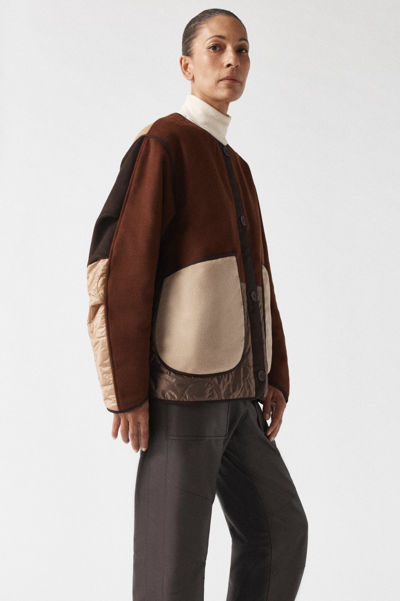 Signature Patchwork Wool Cropped Quilt - Dark Sienna / Mocha Brown