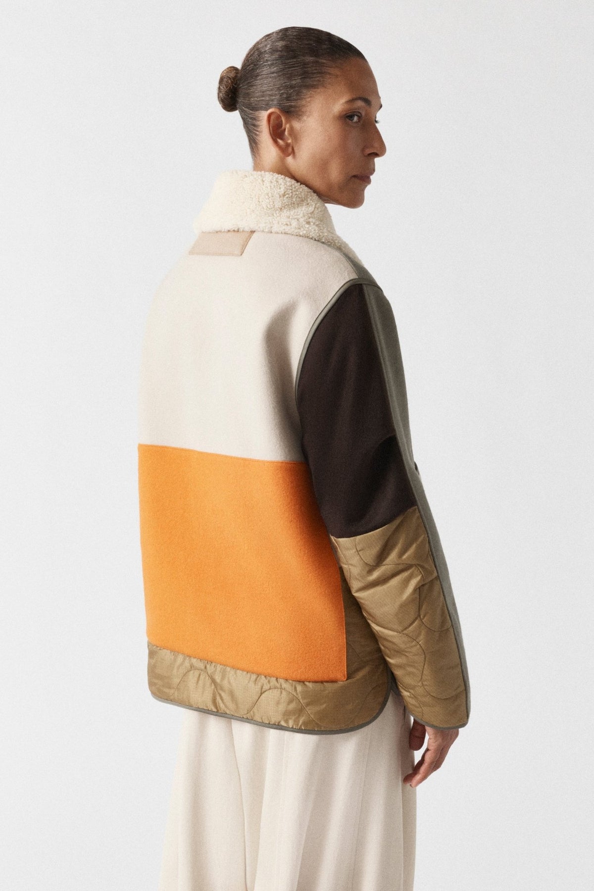 Signature Patchwork Wool Cropped Quilt - Sage / Patrol Orange