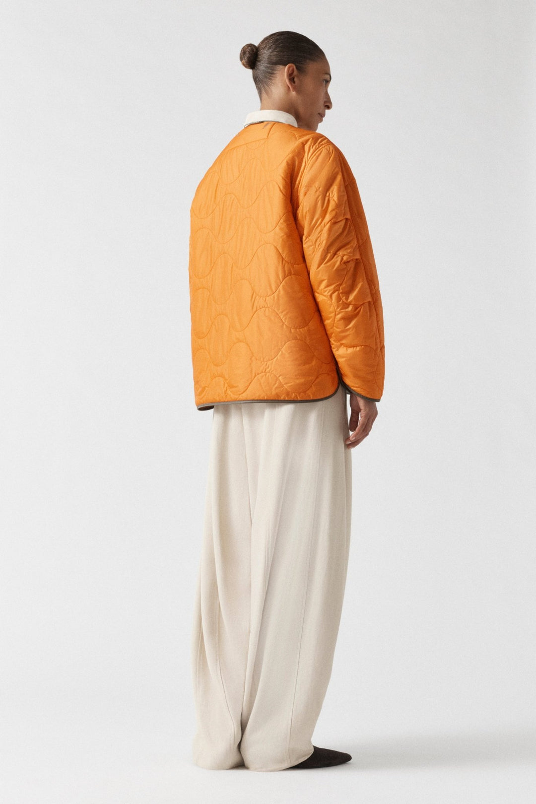 Signature Patchwork Wool Cropped Quilt - Sage / Patrol Orange