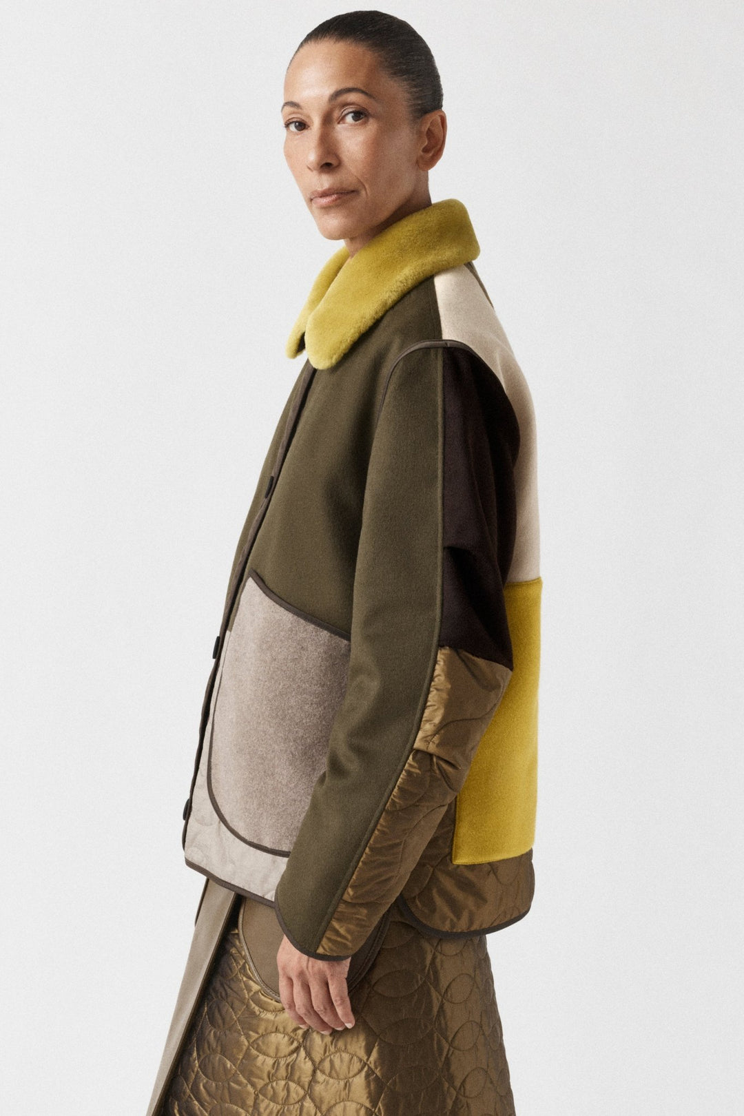 Signature Patchwork Wool Cropped Quilt - Loden Green / Dark Olive