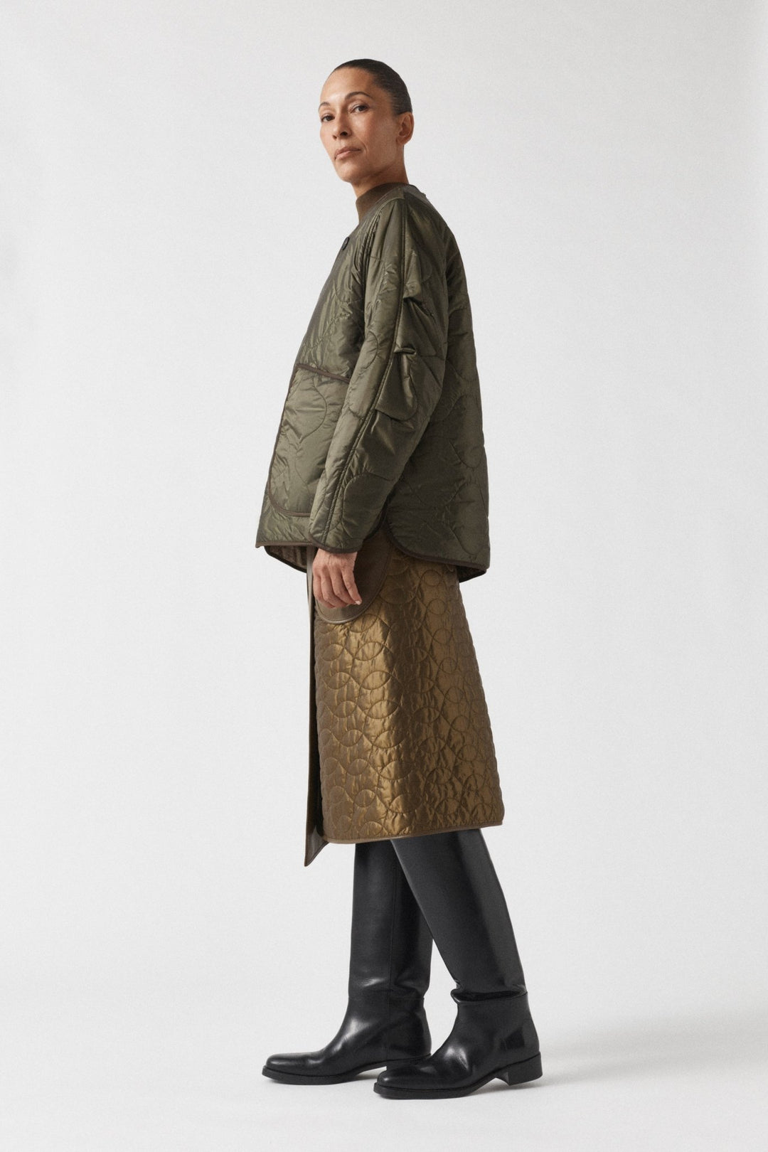 Signature Patchwork Wool Cropped Quilt - Loden Green / Dark Olive