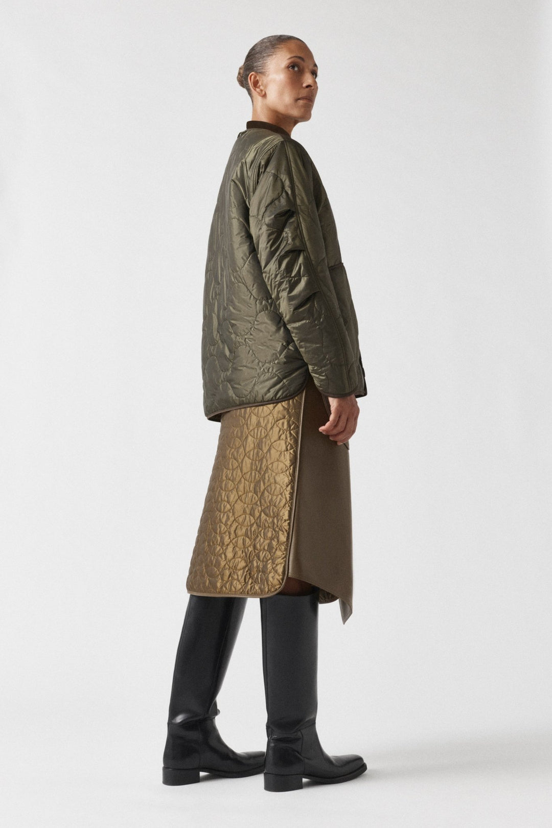 Signature Patchwork Wool Cropped Quilt - Loden Green / Dark Olive