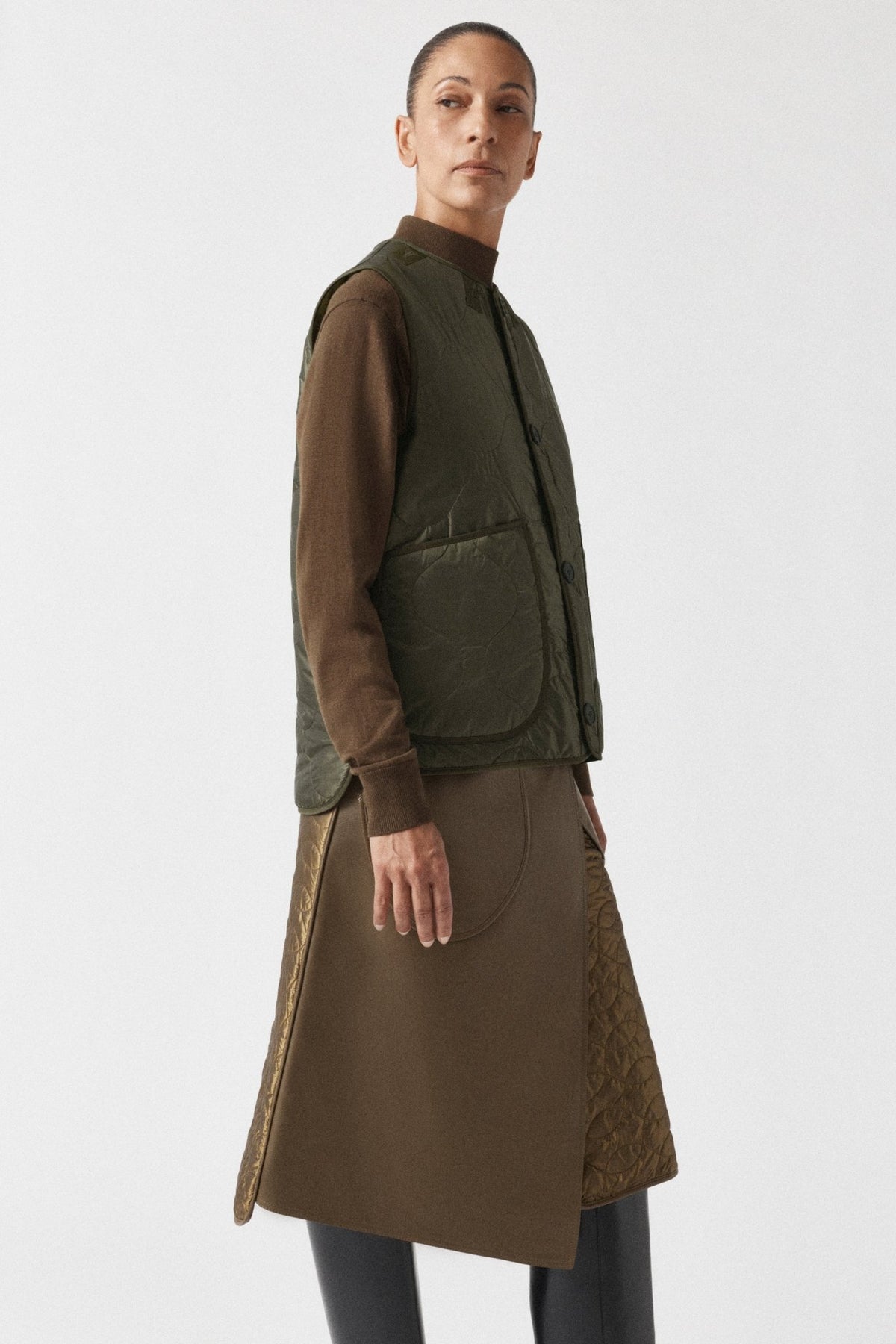 Signature Patchwork Wool Vest - Loden Green / Dark Olive