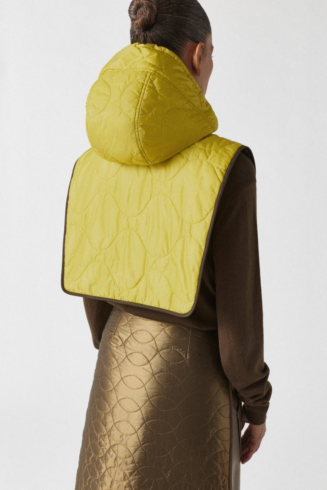 Quilted Zip Hood - Antique Gold / Chartreuse