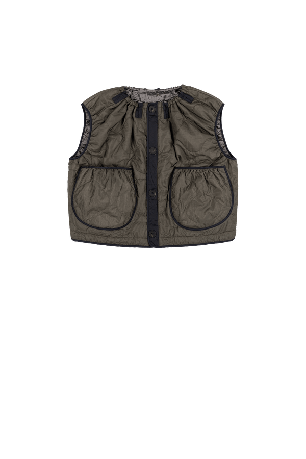 Parachute Quilted Vest - Dark Olive / Granite - Layer 2