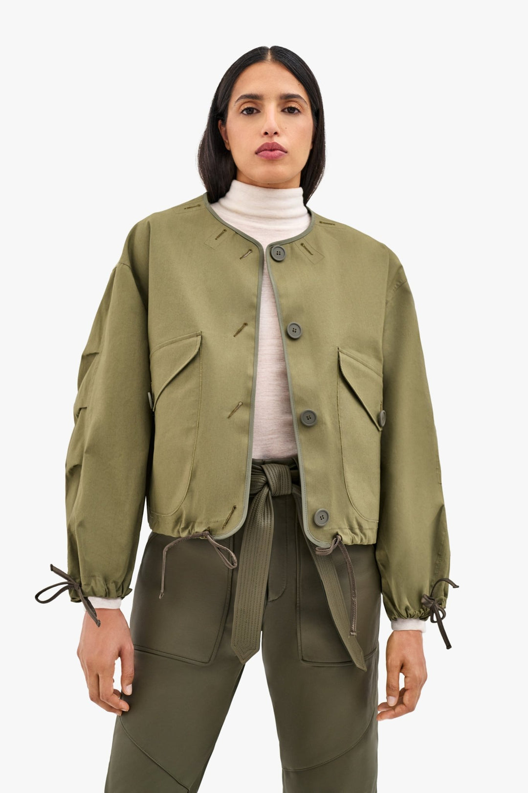 Weatherproof Bonded Rain Bomber - Chartreuse / Pale Olive