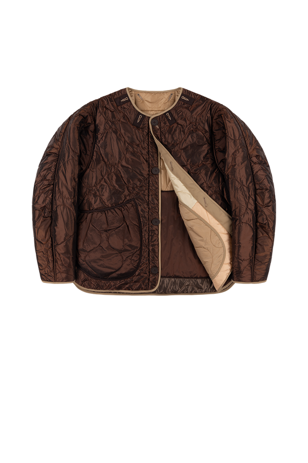 Signature Patchwork Cropped Quilt - Oyster / Dark Sienna - Layer 1