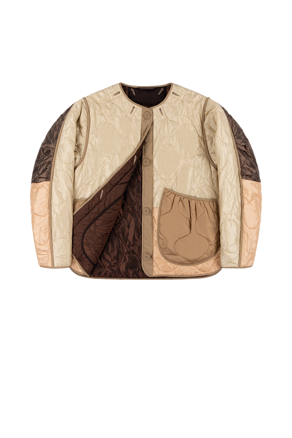 Signature Patchwork Cropped Quilt - Oyster / Dark Sienna - Layer 1