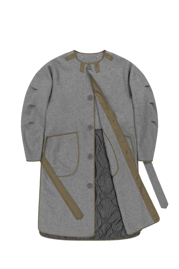 Cashmere Quilt Parka - Grey - Layer 1