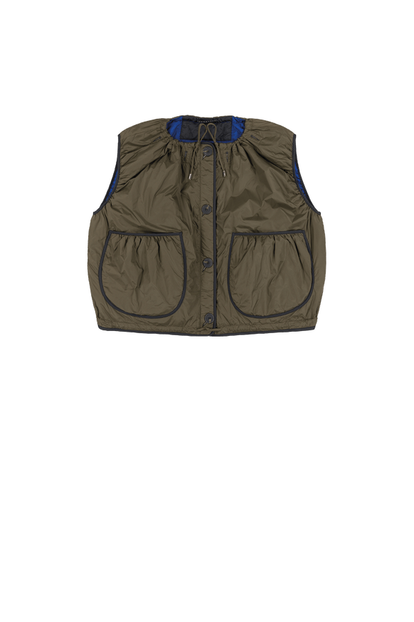 Parachute Quilted Vest - Cobalt / Dark Olive - Layer 2