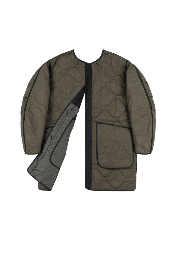 Signature Colourblock Quilt - Black / Dark Olive - Layer 6