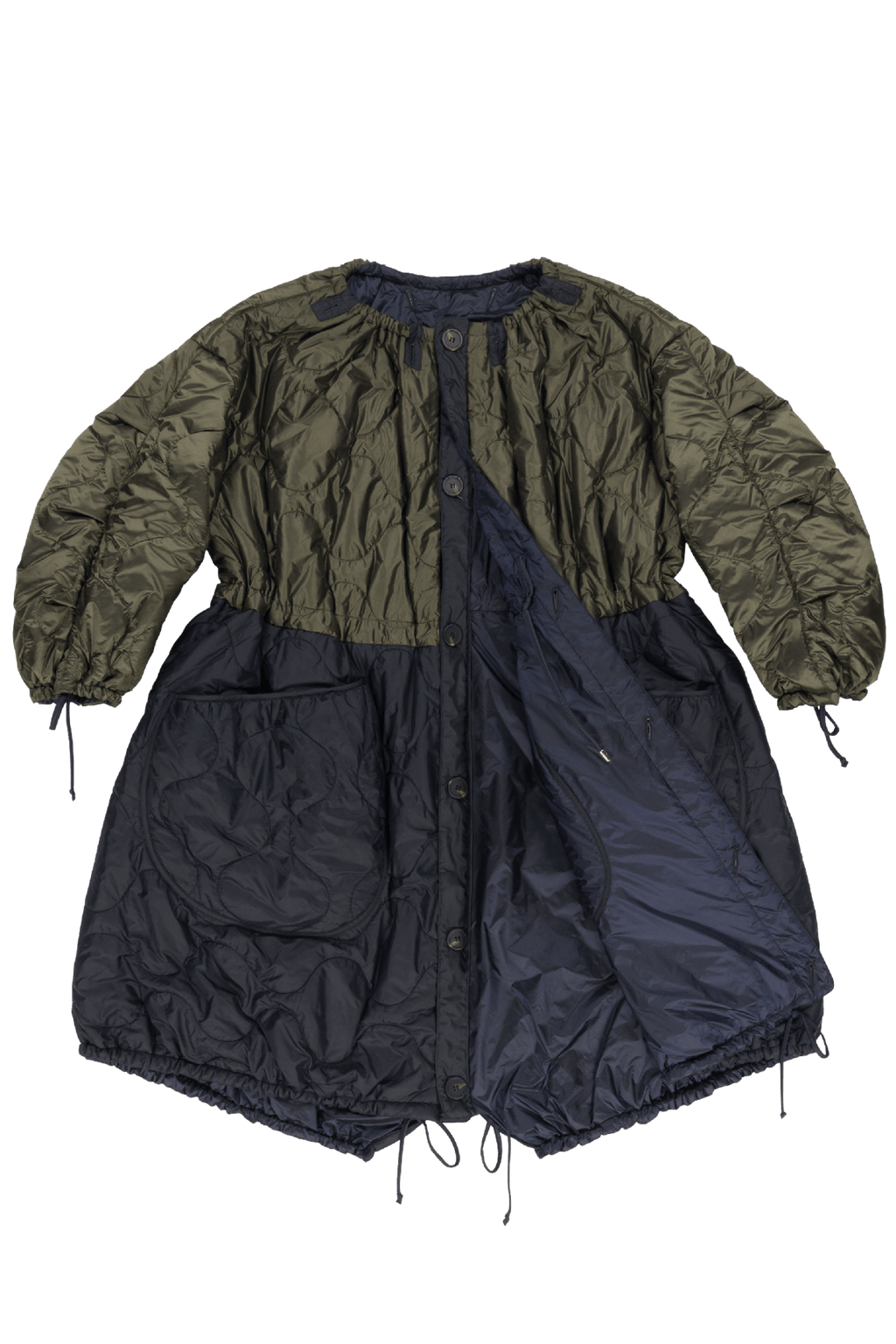 Parachute Quilted Parka - Dark Olive & Black / Midnight - Layer 1