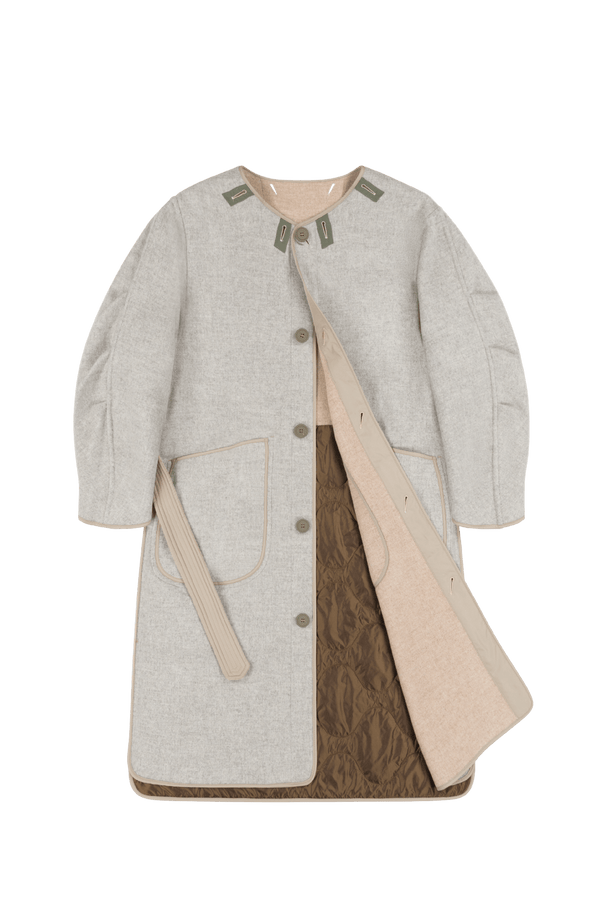 Signature Wool Parka - Taupe / Pale Grey - Layer 1