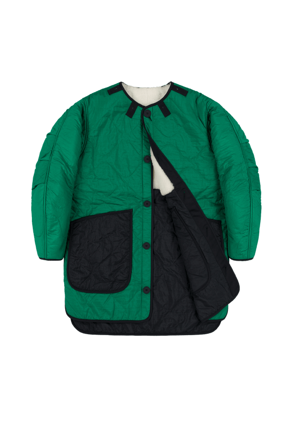 Signature Shearling Quilt - Natural / Emerald - Layer 1