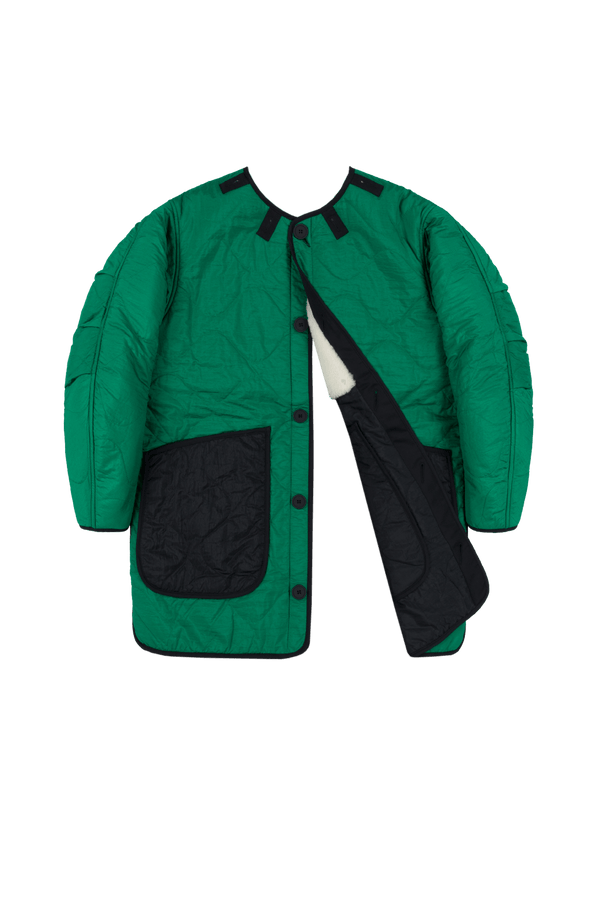 Signature Shearling Quilt - Natural / Emerald - Layer 6