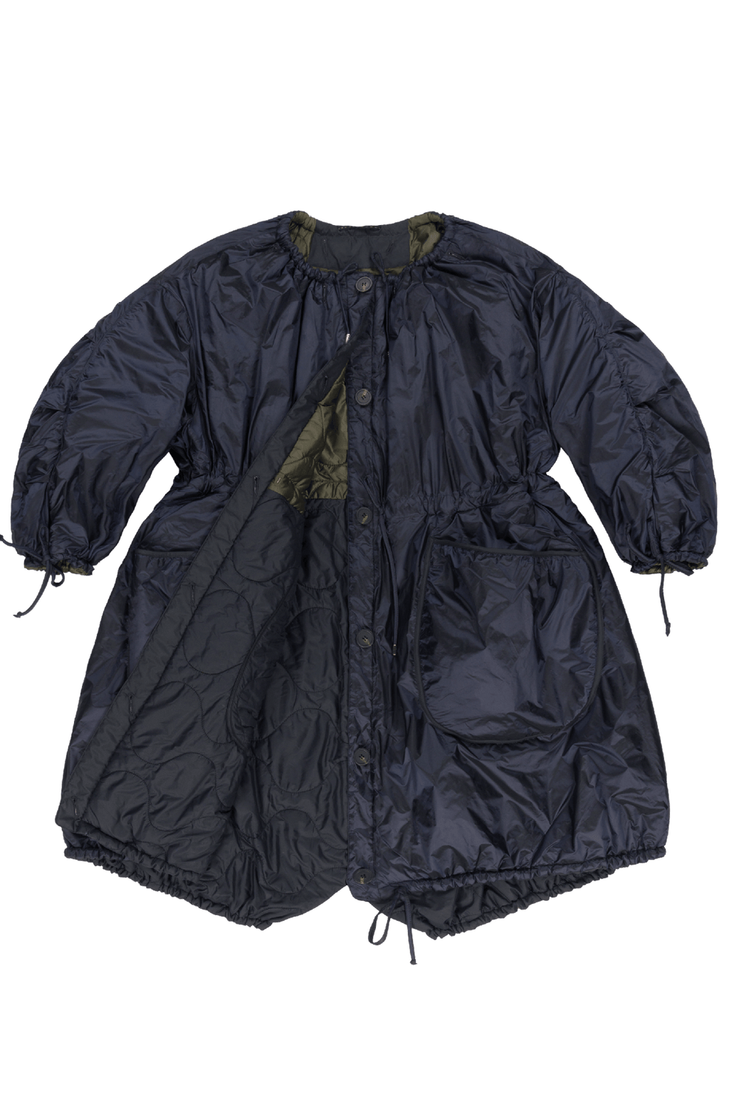 Parachute Quilted Parka - Dark Olive & Black / Midnight - Layer 1