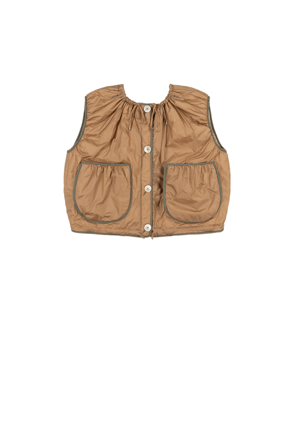 Parachute Quilted Vest - Mocha Brown / Soft Peach - Layer 5