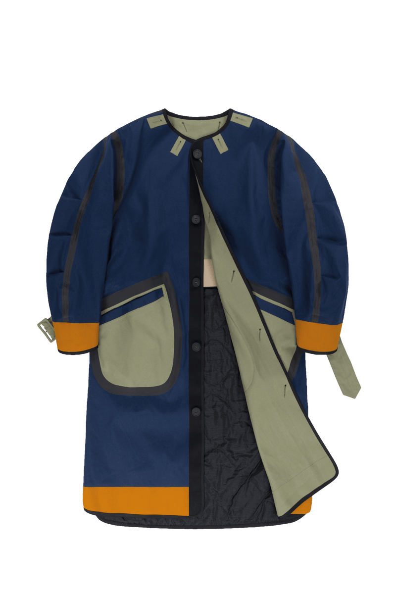 Weatherproof Bonded Raincoat - Bright Navy / Sage - Layer 1