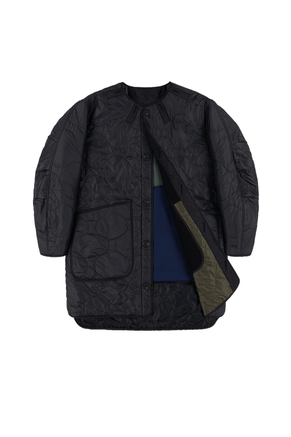 Signature Colourblock Wool Quilt - Navy / Black - Layer 1