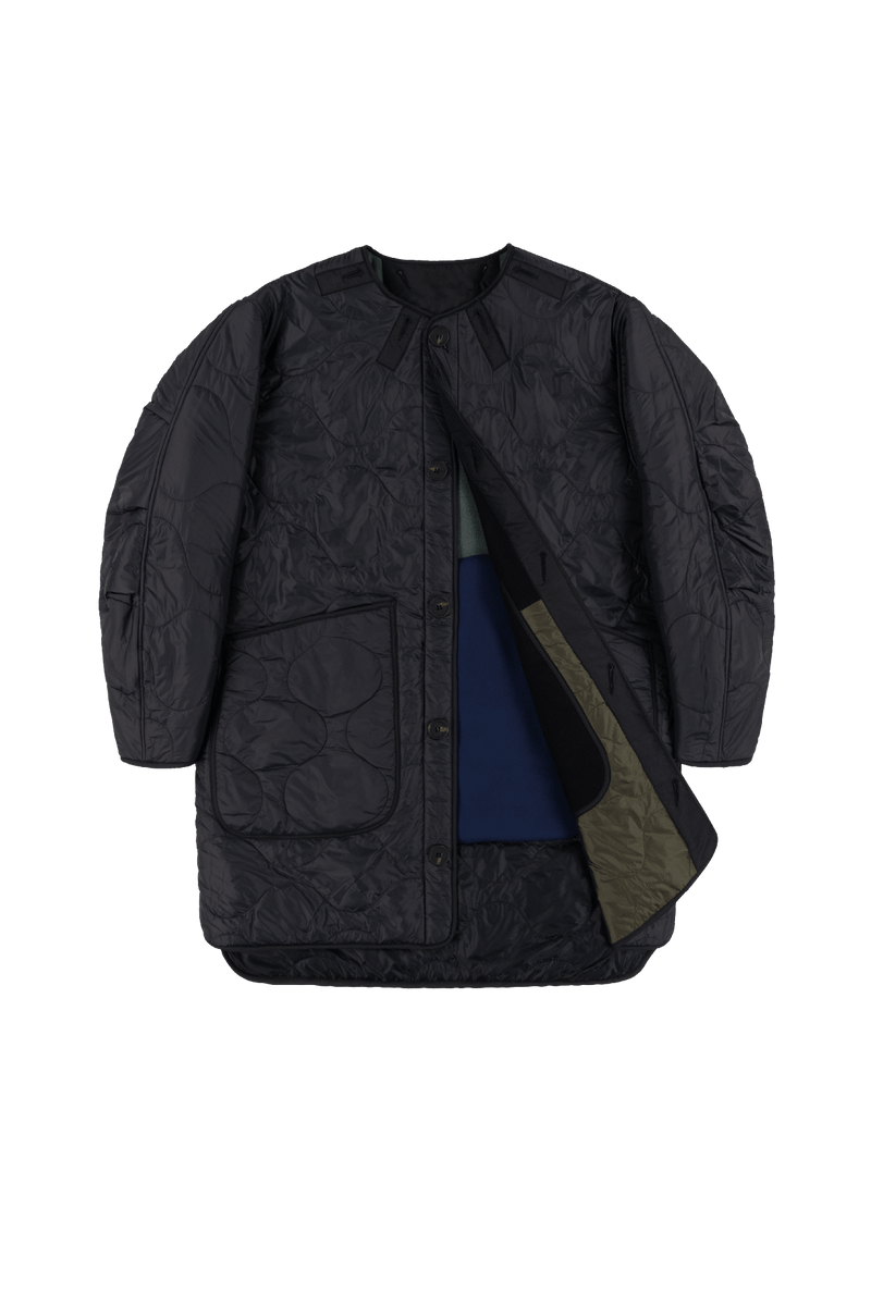 Signature Colourblock Wool Quilt - Navy / Black - Layer 1
