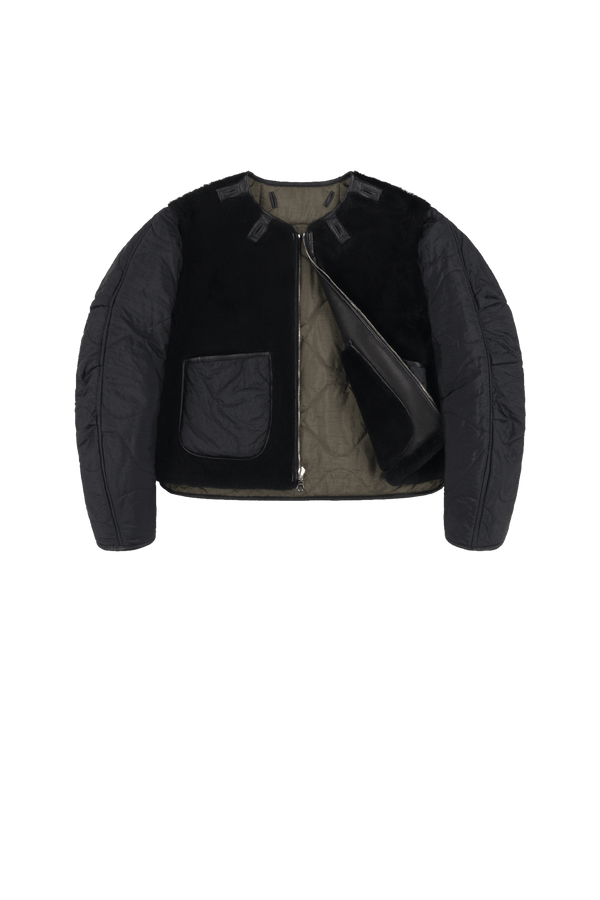 Aviator Shearling Jacket - Black / Black - Layer 1
