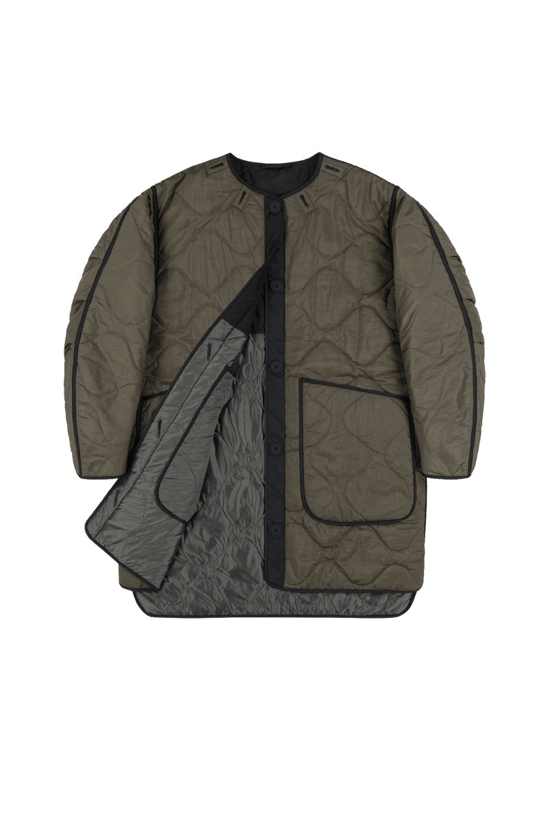 Signature Colourblock Quilt - Black / Dark Olive - Layer 1