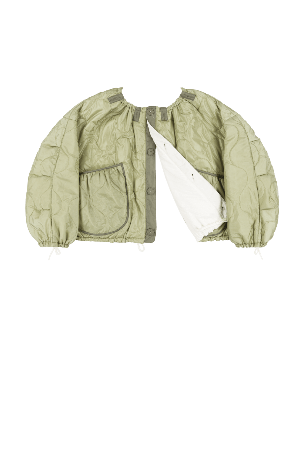 Parachute Quilted Bomber - Pale Sage / White - Layer 6