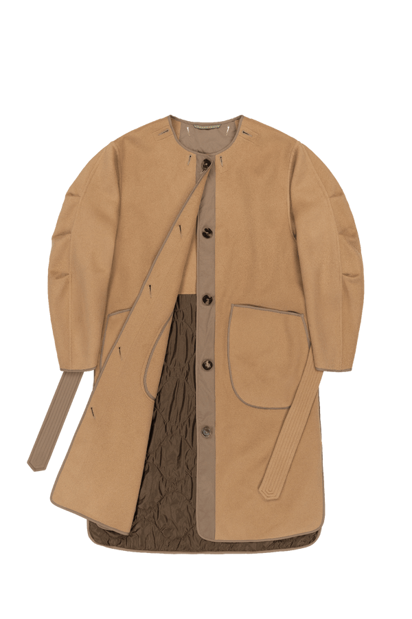 Cashmere Quilt Parka - Camel - Layer 1