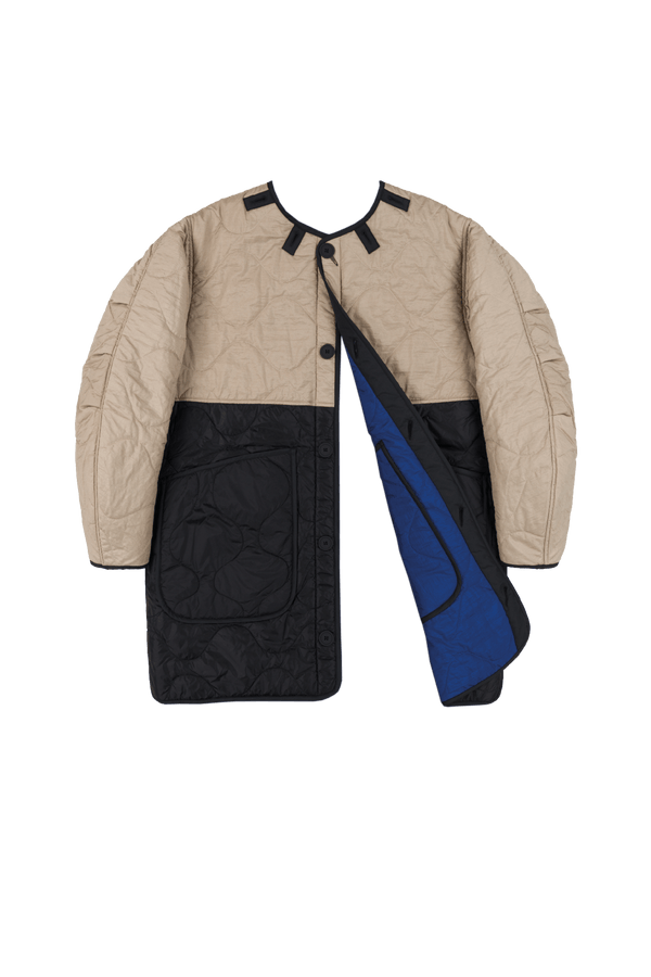 Signature Colourblock Quilt - Stone / Cobalt - Layer 6