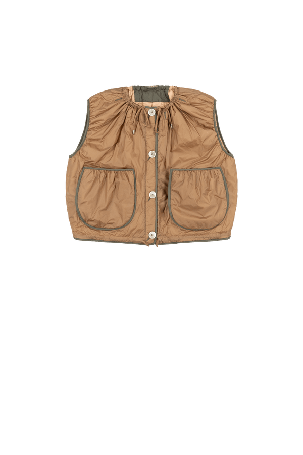 Parachute Quilted Vest - Mocha Brown / Soft Peach - Layer 2