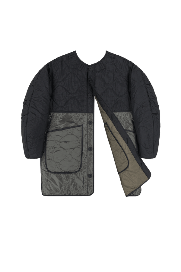 Signature Colourblock Quilt - Black / Dark Olive - Layer 6