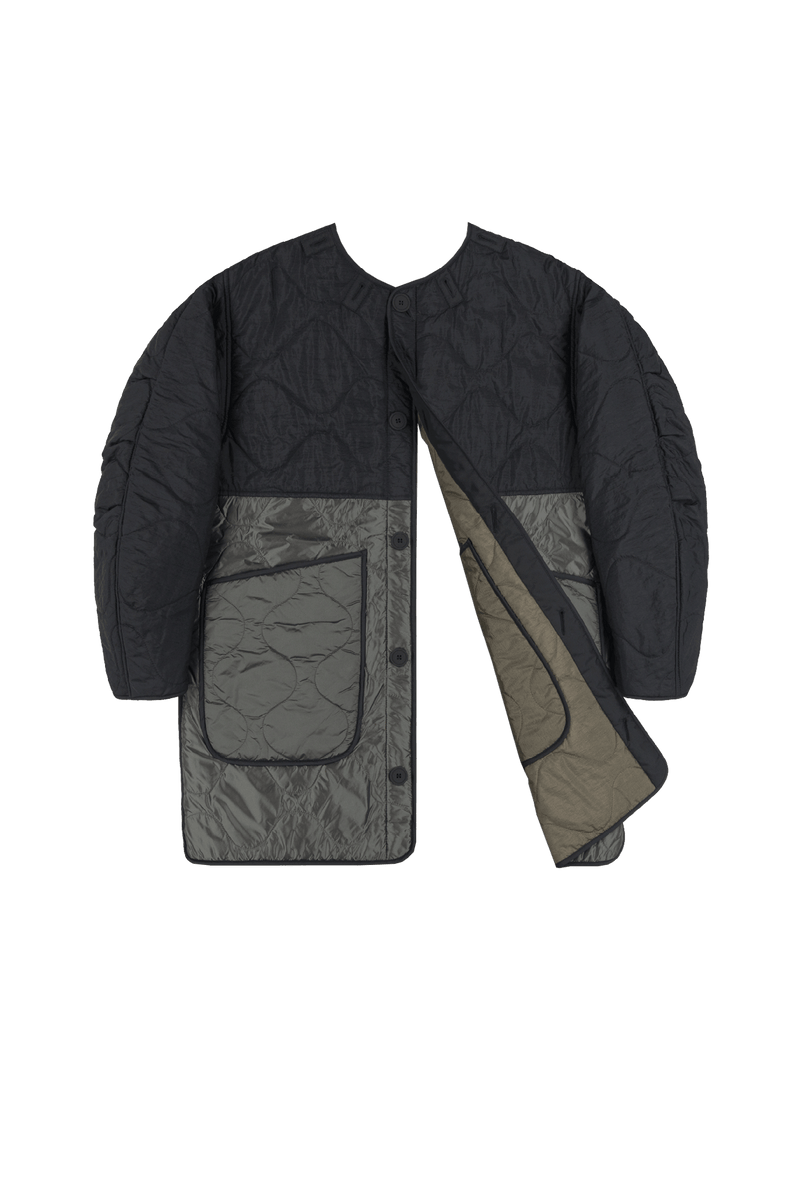 Signature Colourblock Quilt - Black / Dark Olive - Layer 6