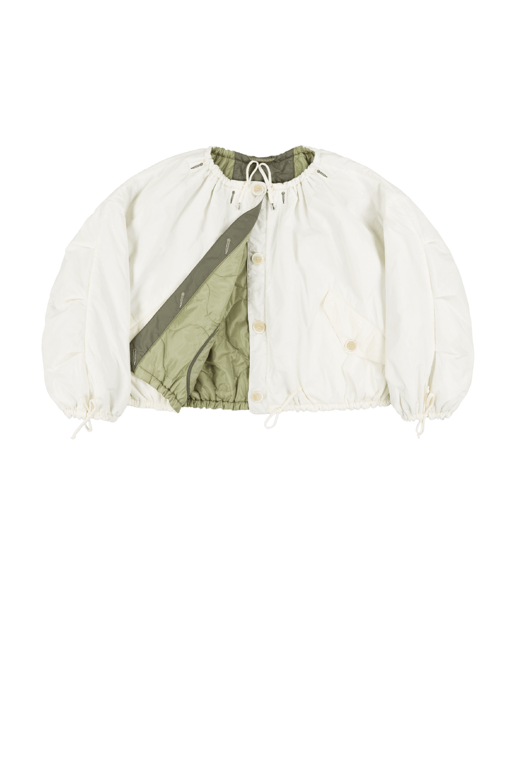 Parachute Quilted Bomber - Pale Sage / White - Layer 1