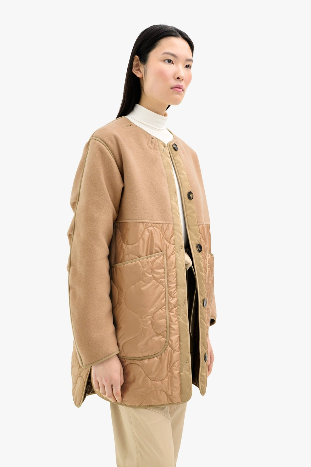Signature Colourblock Wool Quilt - Camel & Mocha Brown / Bronze