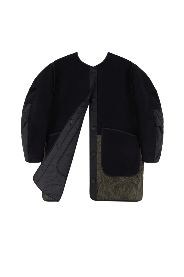 Signature Colourblock Wool Quilt - Navy / Black - Layer 6