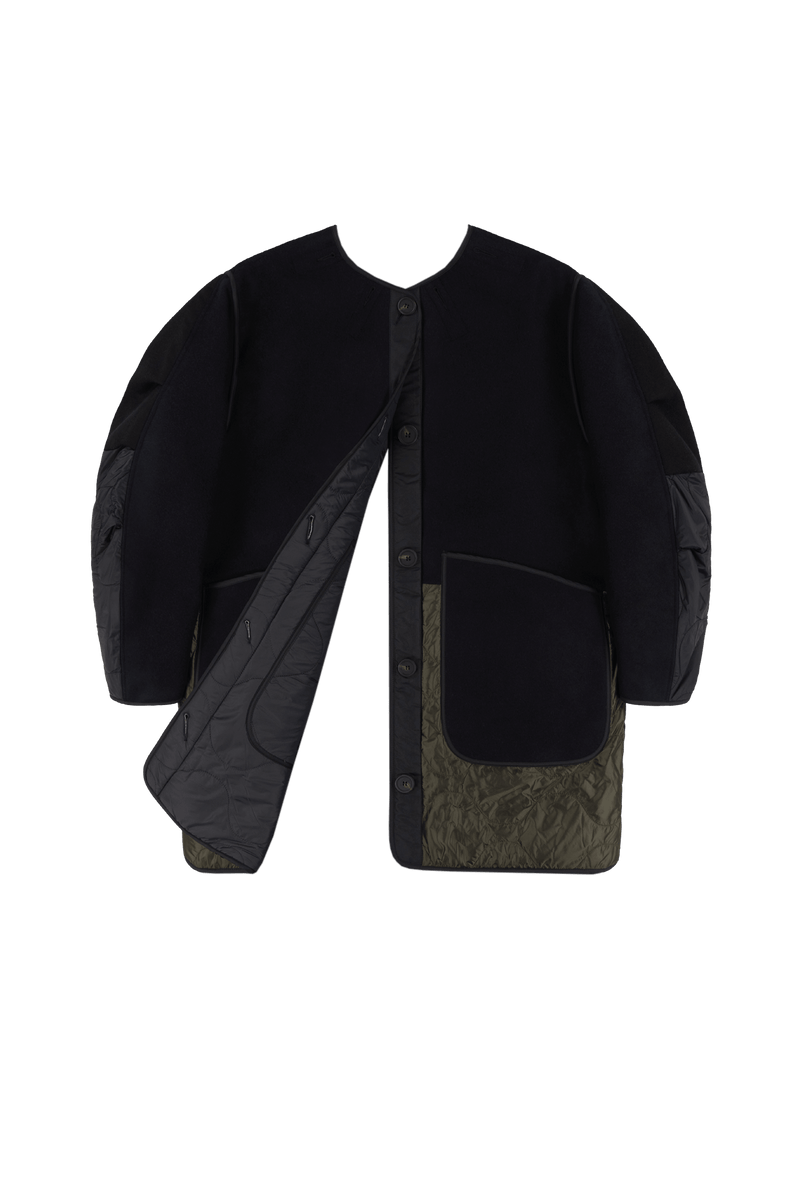 Signature Colourblock Wool Quilt - Navy / Black - Layer 6