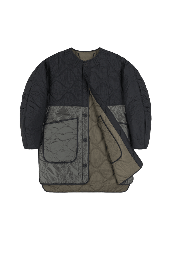Signature Colourblock Quilt - Black / Dark Olive - Layer 1