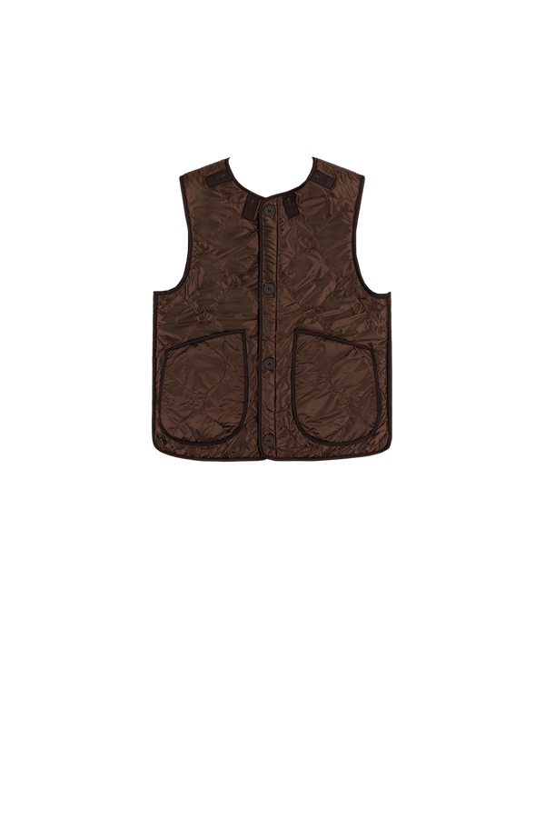 Signature Patchwork Wool Vest - Stone / Dark Sienna - Layer 5