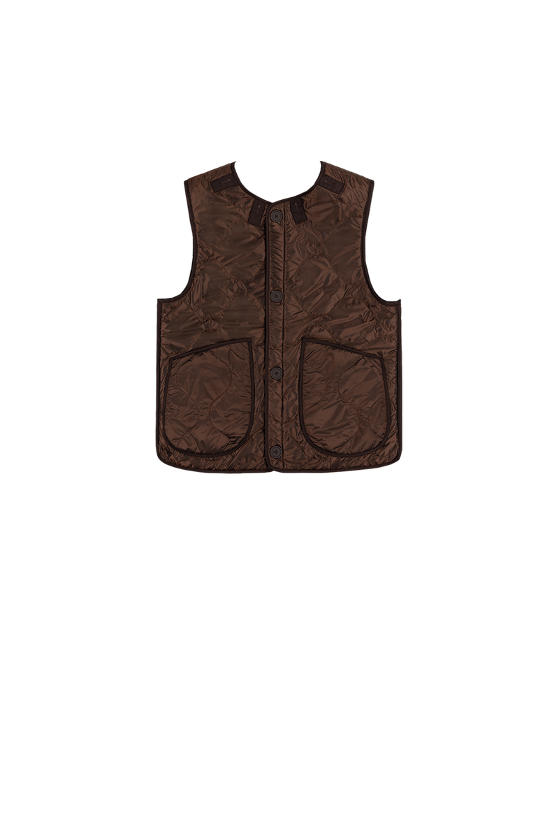 Signature Patchwork Wool Vest - Stone / Dark Sienna - Layer 5