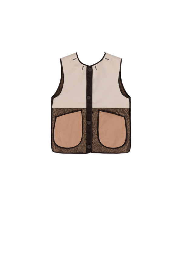 Signature Patchwork Wool Vest - Stone / Dark Sienna - Layer 5