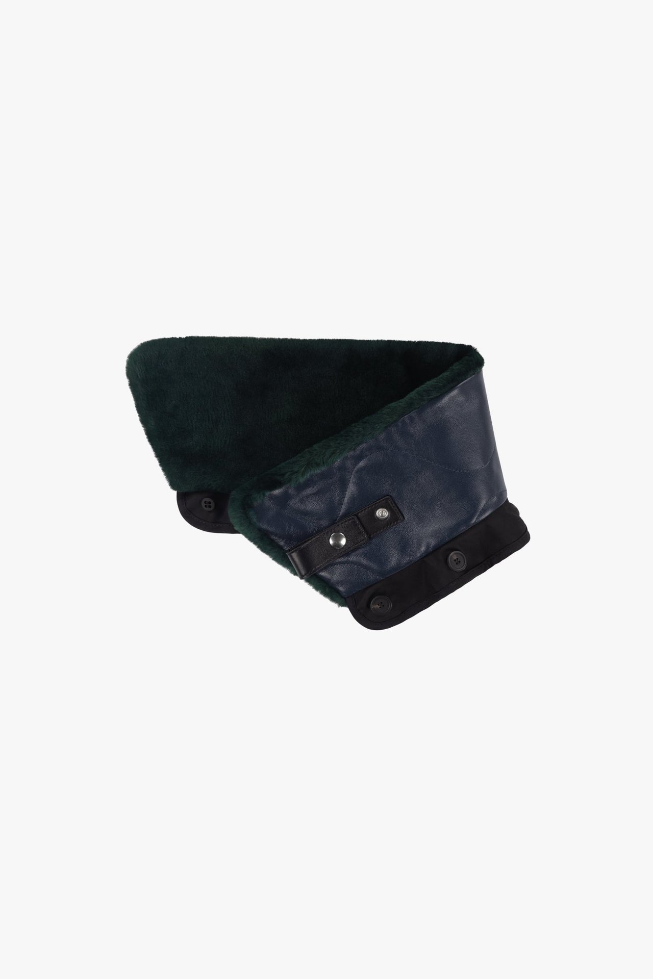 Aviator Shearling Latch Collar - Forest Green / Navy