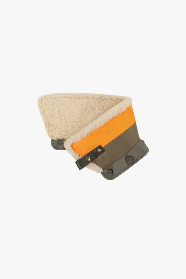 Aviator Shearling Striped Collar - Light Blonde / Orange & Moss