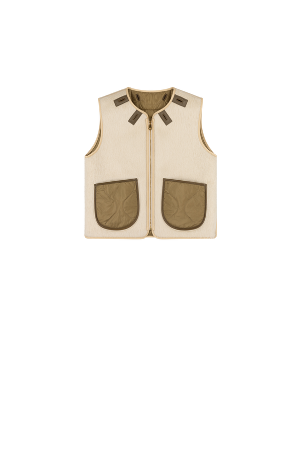 Aviator Bonded Alpaca Vest - Stone Suede / Natural Alpaca - Layer 2
