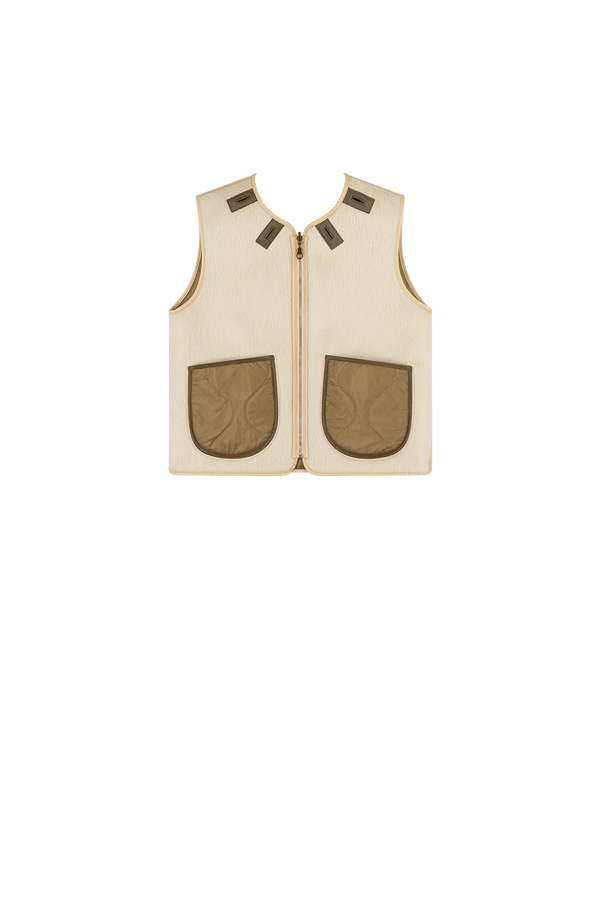 Aviator Bonded Alpaca Vest - Stone Suede / Natural Alpaca - Layer 5